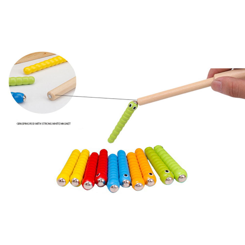 Wooden Bug Catching Game 5 Worms 1 Wooden Toys Accessories Montessori Educational Toys