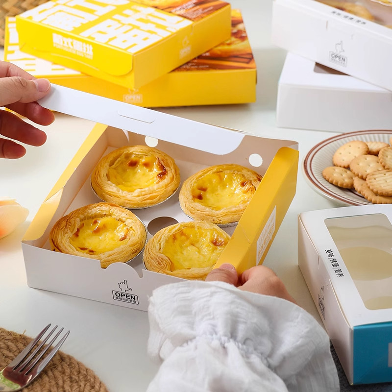 Professional Egg Tart Box Cake Packaging Boxes with Matt Lamination and Offset Printing