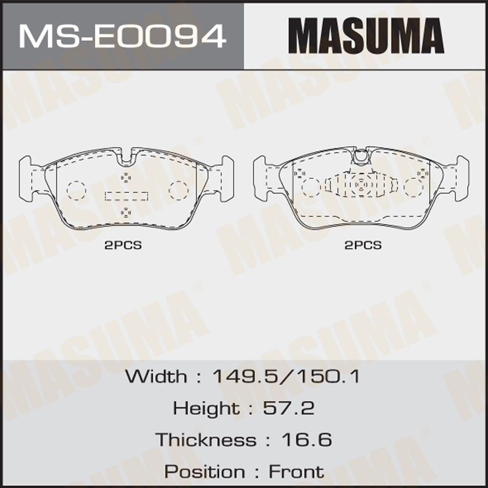 MASUMA Auto Brake Systems Brake Pads 34116769951 34116767147 34116769763 for ASV40L E87 Ultra