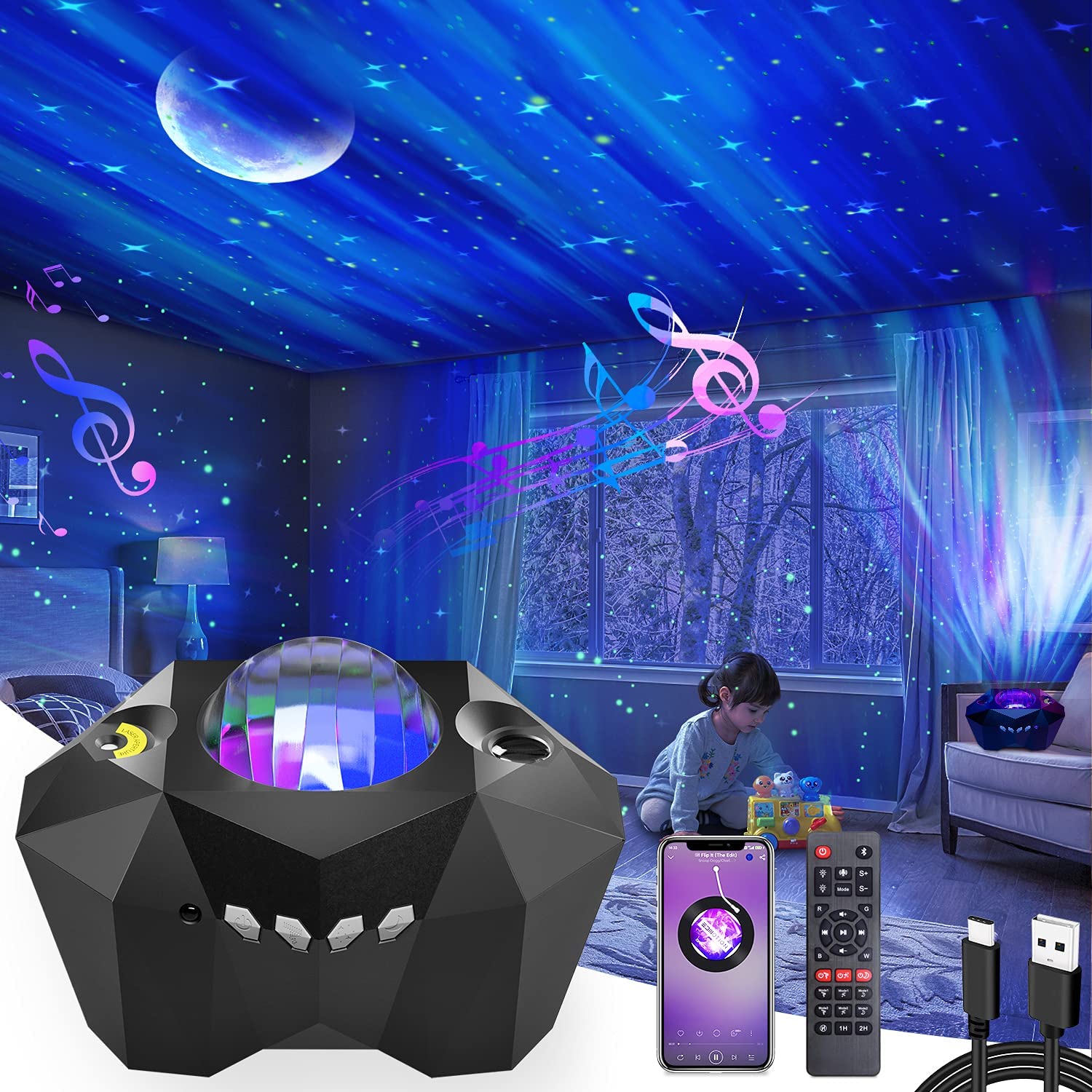Sterren Projector Aurora Galaxy Projector Baby Star Night Light Starry Star Northern Light Projection Lamp For Kids Adu