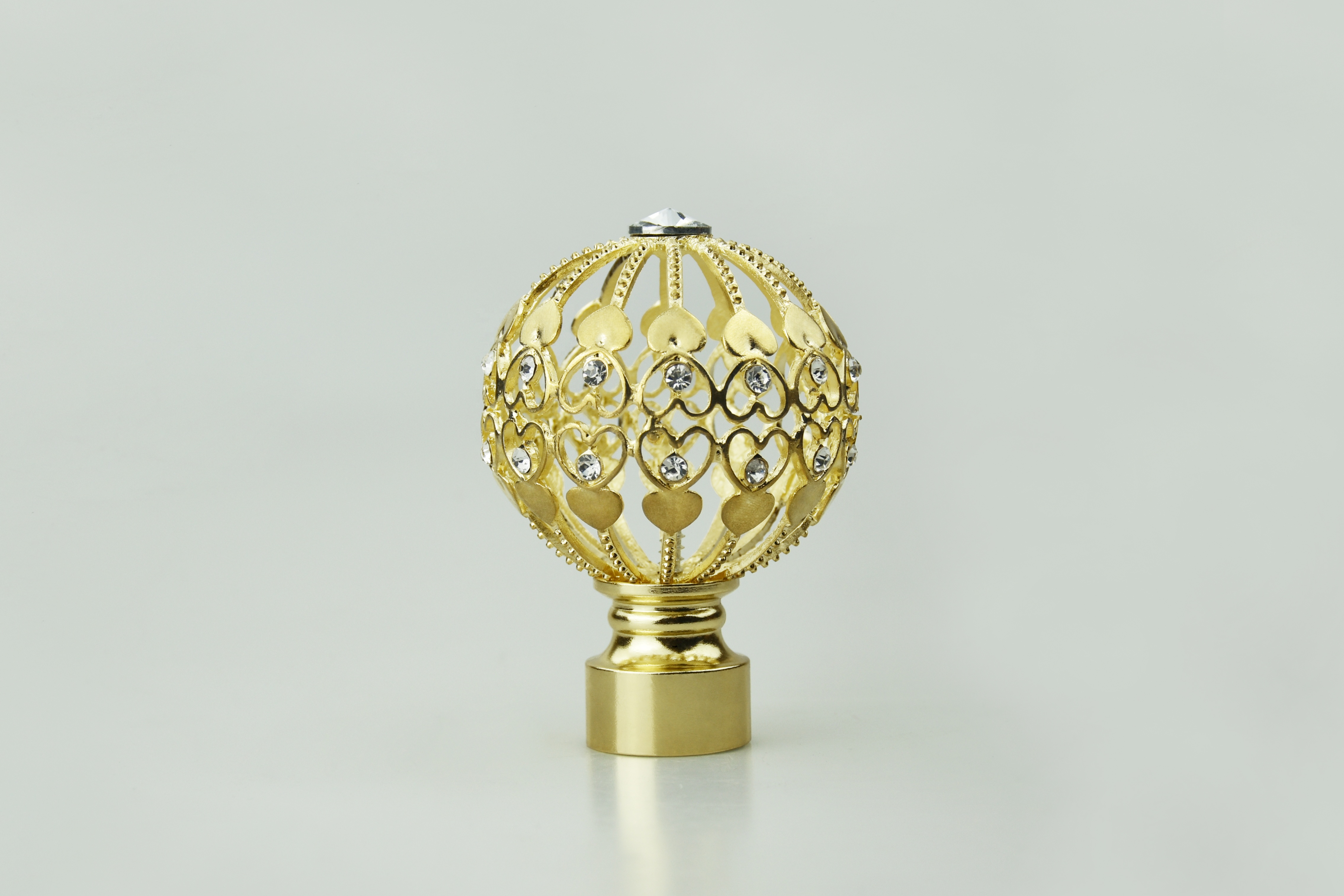 Factory direct wholesale new design golden crystal diamond metal curtain finials curtain rod accessories