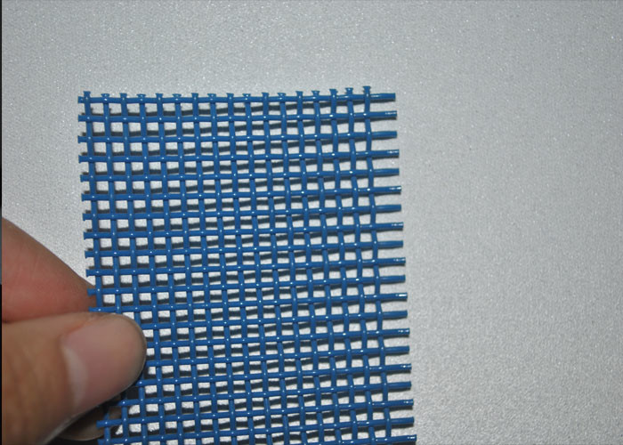 Blue Square Hole Polyester Mesh Belt , Food Industries Drying , Washing And Conveyor