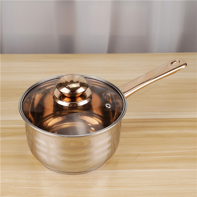 16cm Stainless Steel Kitchen Sauce Pans Single Handle Milk Pot With Lid