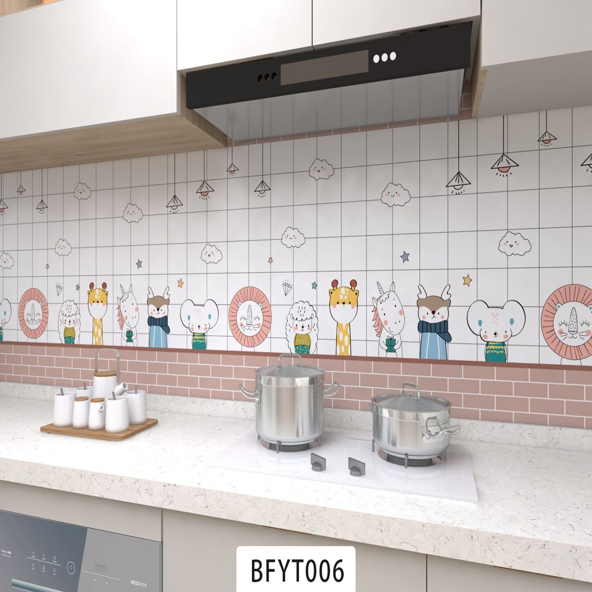 PVC Material Kitchen Sticker Thicken Durable Vinyl Wallpaper Oil Proof