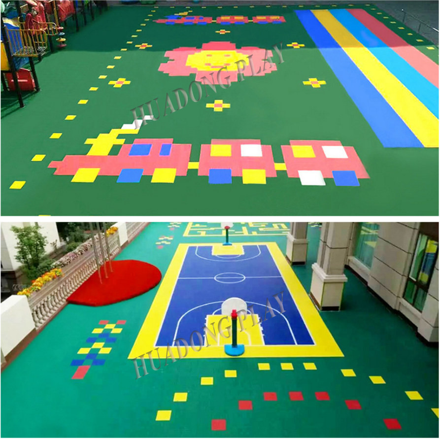 Multifunctional Rubber Playground Tiles Pp Material Long Lifetime Scentless