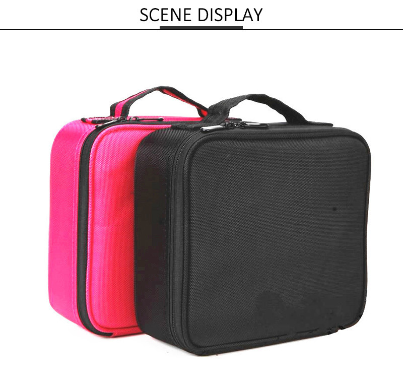 Lady Professional Cosmetic Organizer Mesh Leather Beauty Travel Cosmetic Case