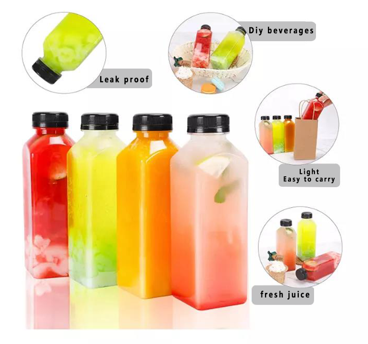 Juice Round Bottle Plastic With Lid Packing Bottles For Juice Pet Plastic Juice Bottles