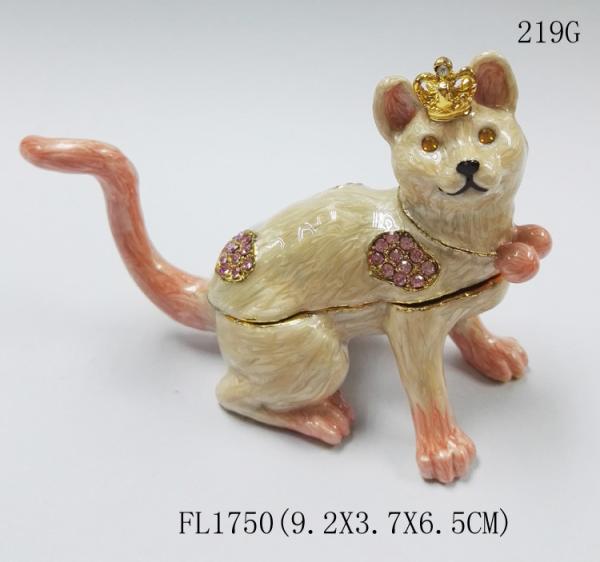 Promotional custom animal cat jewelry box metal trinket boxes cat shaped jewelry