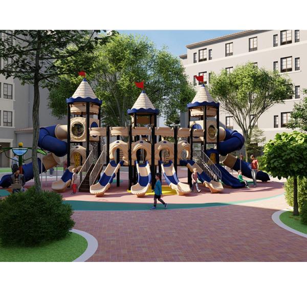 Kindergarten Preschool Castle Theme Children Plastic Slides Playground Park