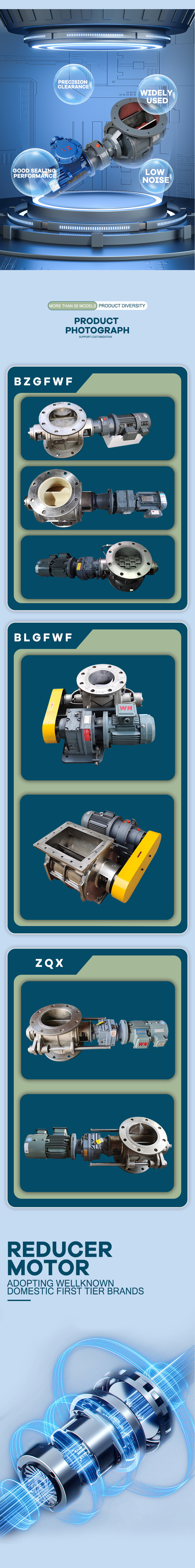 Clean Type 304/316L Rotary Valve Feed The Material Into The Conveying Pipe