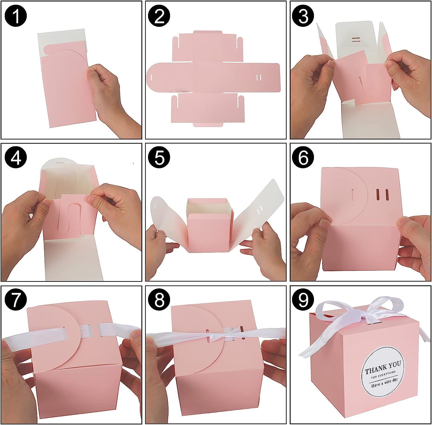 Wedding Party Favor Pink Small Gift Boxes 4x4x4 inches for candle cup and Cupcake