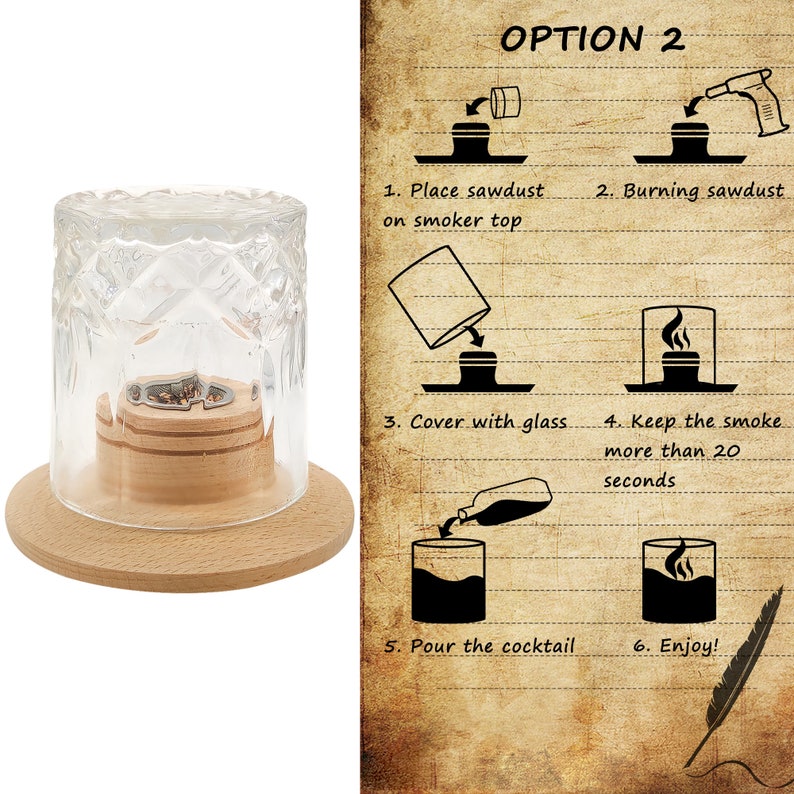 premium cocktail smoker kit with wooden storage box -cork coaster with 4 flavors and high quality Torch for Men's Gift
