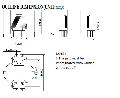 Flyback Wire Copper Foil Small Voltage Transformer , RM12 Small HV Transformer