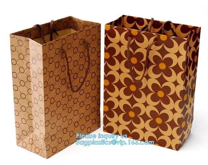 Custom Printed Accept Wholesale Stock White Brown Kraft Paper Shopping Bag With Handle No Minimum, carrier handle bags
