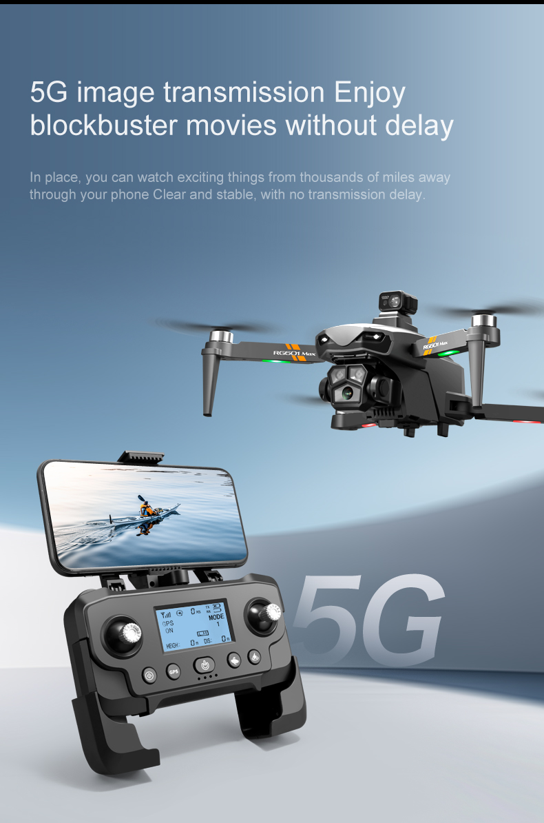 18 mins Flying Time Rg601 Max 5g Gps Drone Dual 4k Hd Camera Optical Flow Wifi Fpv Brushless Quadcopter Rc Professional Drone