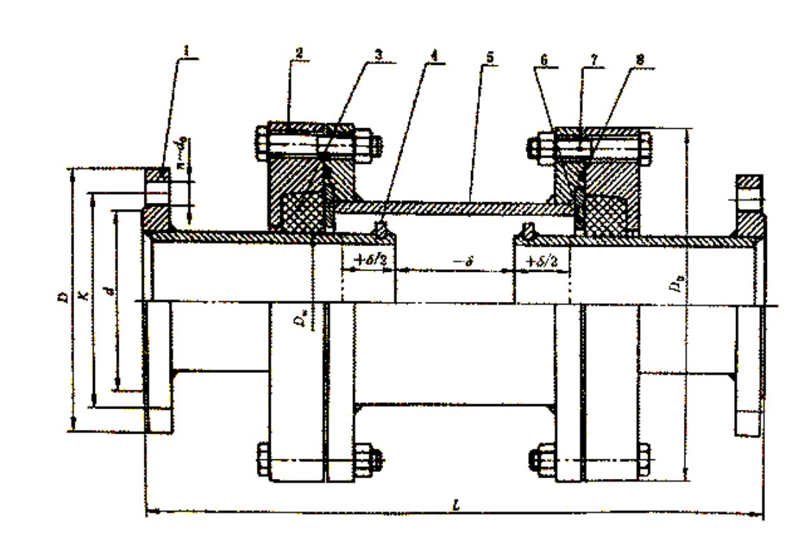 DN600 PN16 carbon steel compensator flange metal D-type large deflection expansion joint