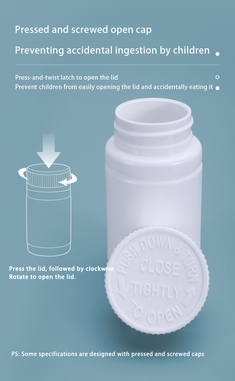 Screen Printing HDPE Plastic Pill Bottle With Screw Lid for Pharmaceutical Packaging