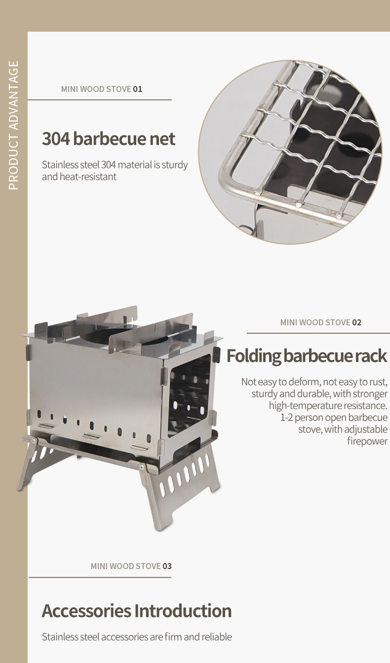 Outdoor Folding Camping Portable Charcoal Stove Portable Card Stove Barbecue Grill
