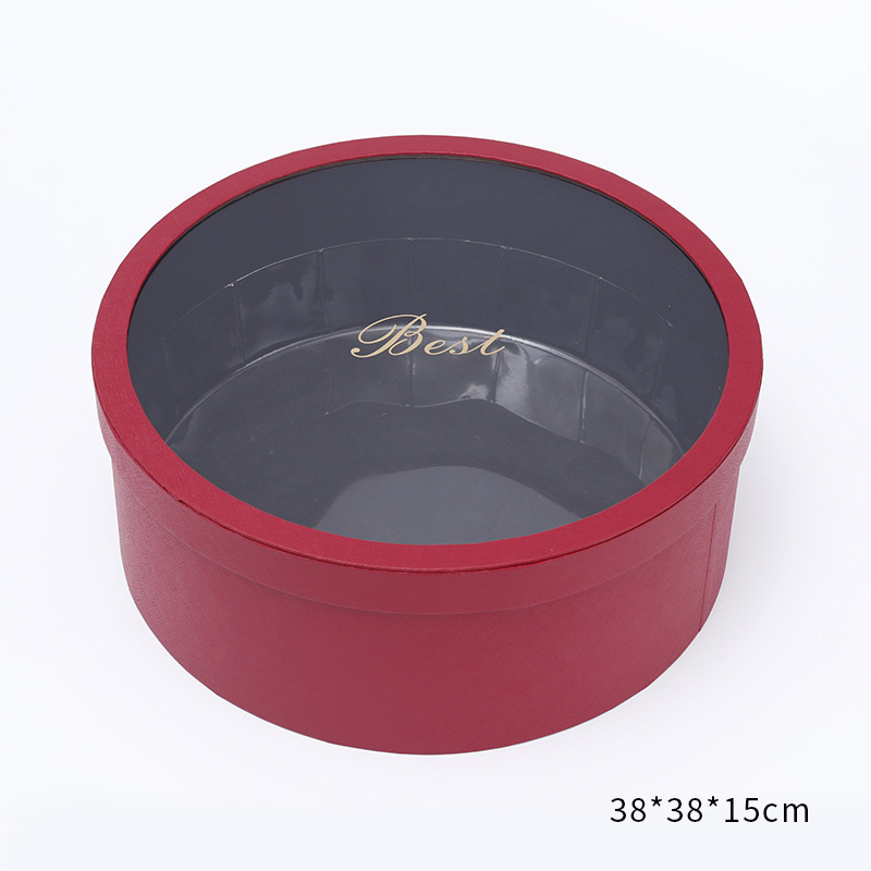 Custom Handmade Round Gold Stamping Fruit Flower Box With Clear Window Others Box Type