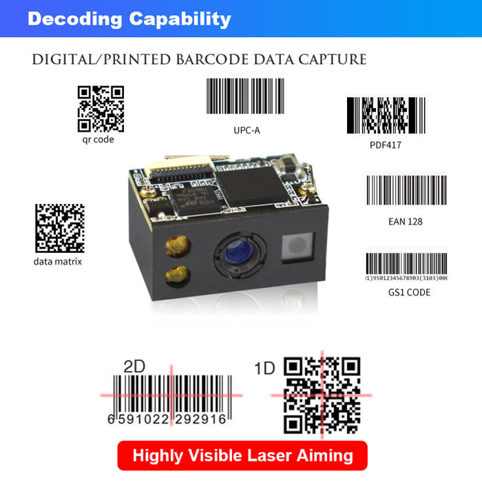 Mini Embedded 3mil Laser QR Code 2D Barcode Scanner Module