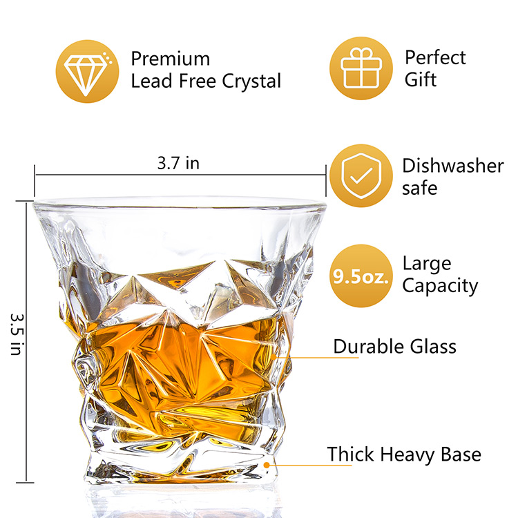 Stylish 185ml Crystal Whiskey Glass Set , Luxu Whiskey Glasses Heavy Weighted