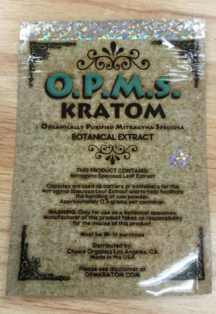 Custom kratom herbal incense packaging / 3ct OPMS capsules kratom bag