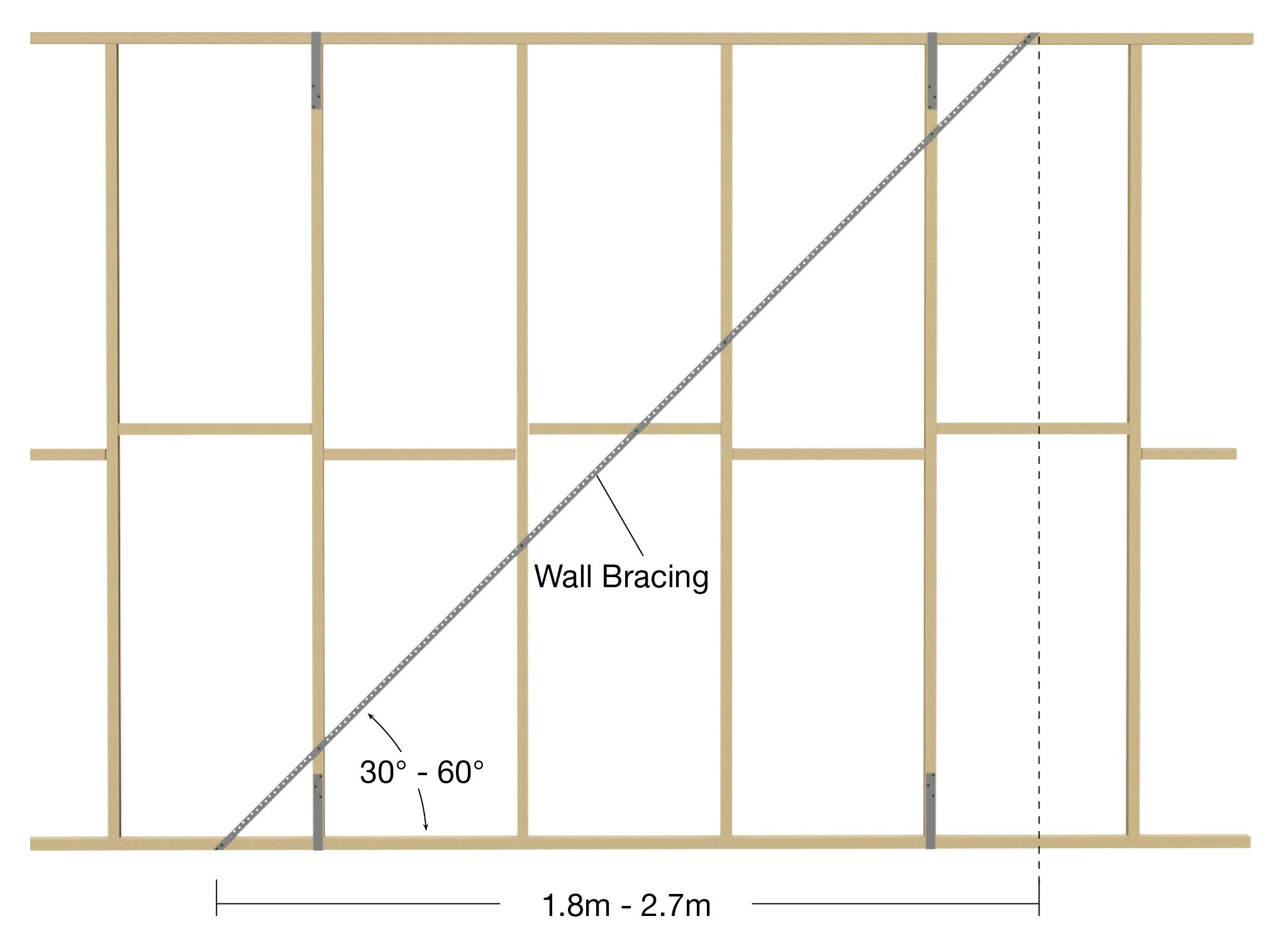 Smooth Finish Galvanised Angle Brace Used To Brace Timber Framed Walls In Residential Construction