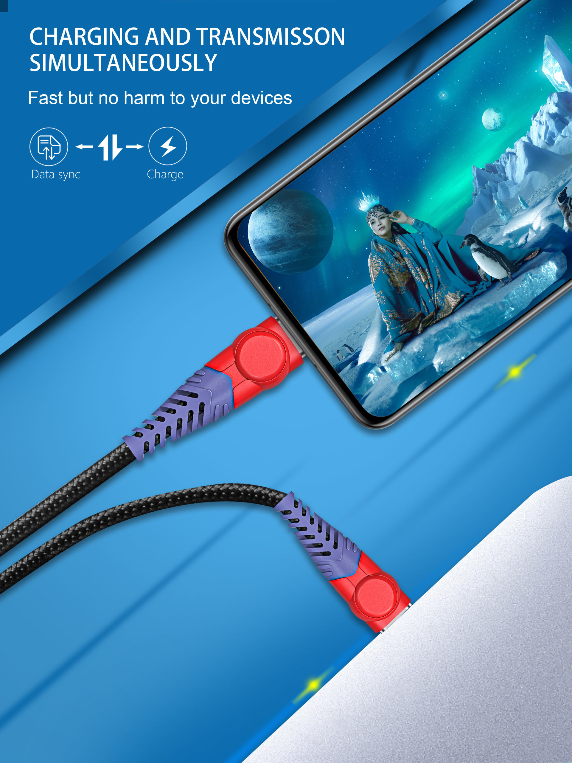 20V 3A PD Charger Kevlar USB-C to USB-C Cable, 6FT Super Stronge USB C Cable