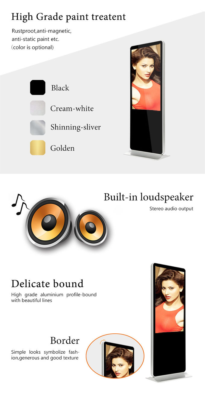 TFT Type Lcd Ad Display 50 Inch x2 Loudspeaker Video Player 1080p FHD 500cd/m2