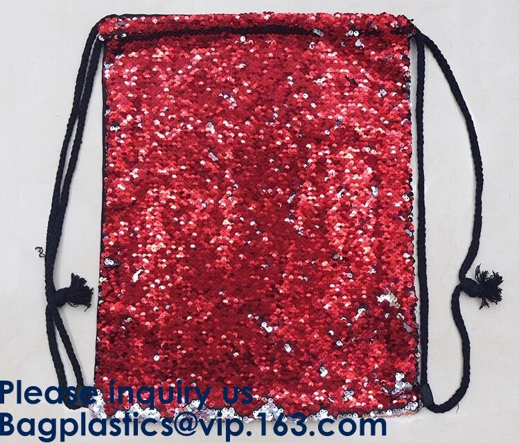 Fashion Bling Sublimation Strapping Sequin Drawstring Backpack Bag,Glitter Mermaid Flip Sequin Bag Outdoor Shoulder Reversib