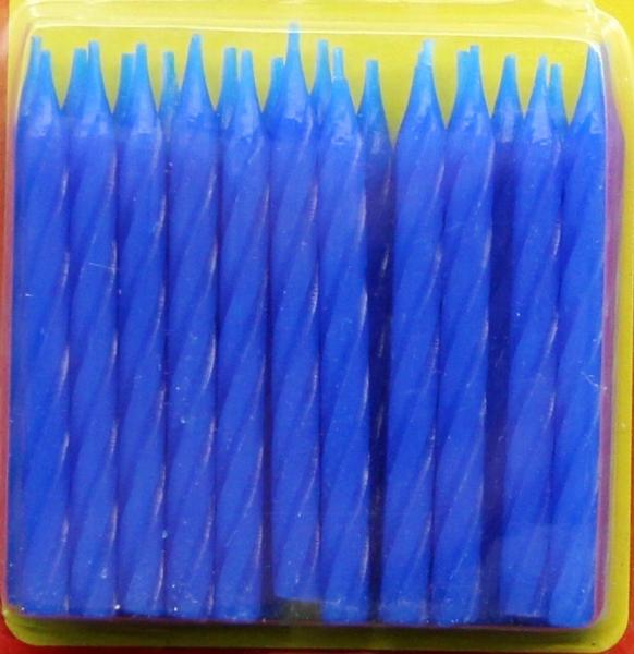 Blue Color 24Pcs Spiral Birthday Candles With Flower Holder Non Toxic SGS