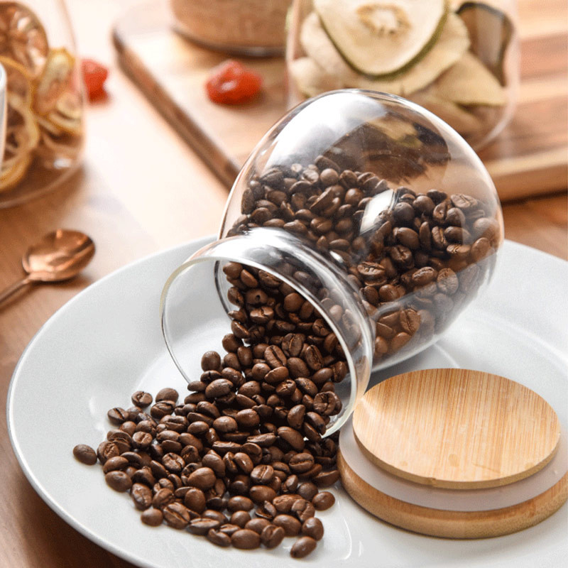 Bamboo Cover 1100ml Borosilicate Wide Mouth Preserving Jars