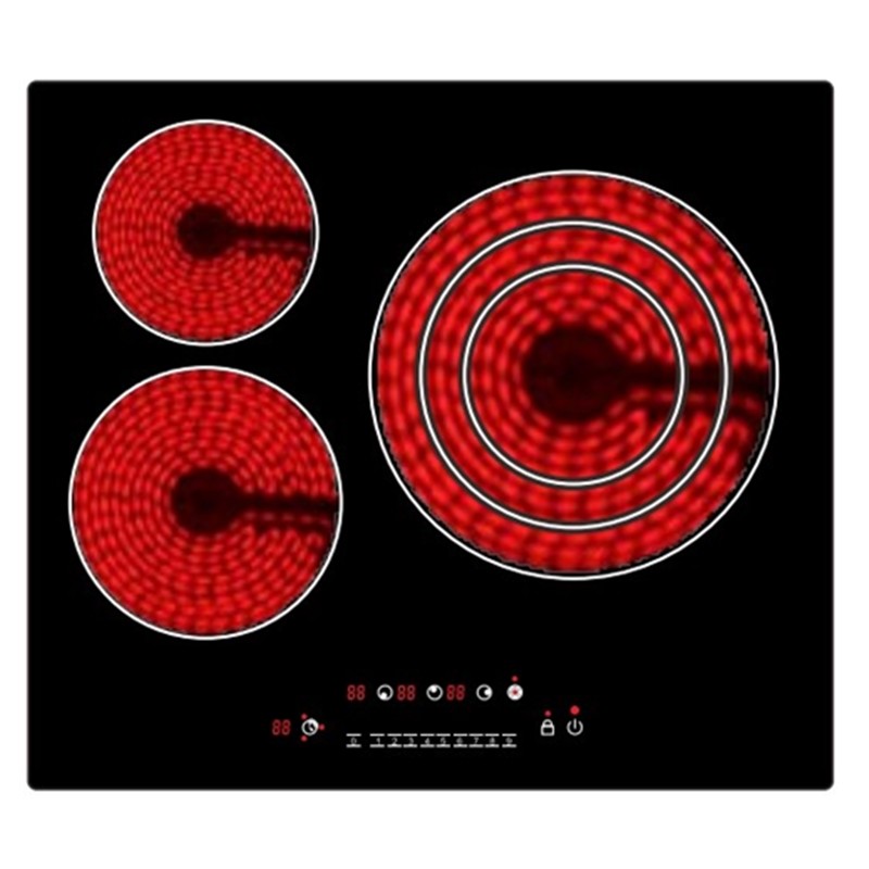 Metal Base Smooth Surface OEM 3 Burner Ceramic Cooktop