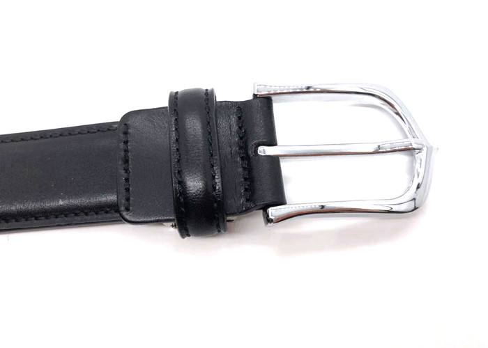 Classic Mens Leather Dress Belt With Single Prong Buckle 3.5cm Width