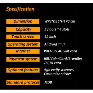 Standing Hanging 300 pcs Big Capacity Vending Machine with Nayax Card Reader Age