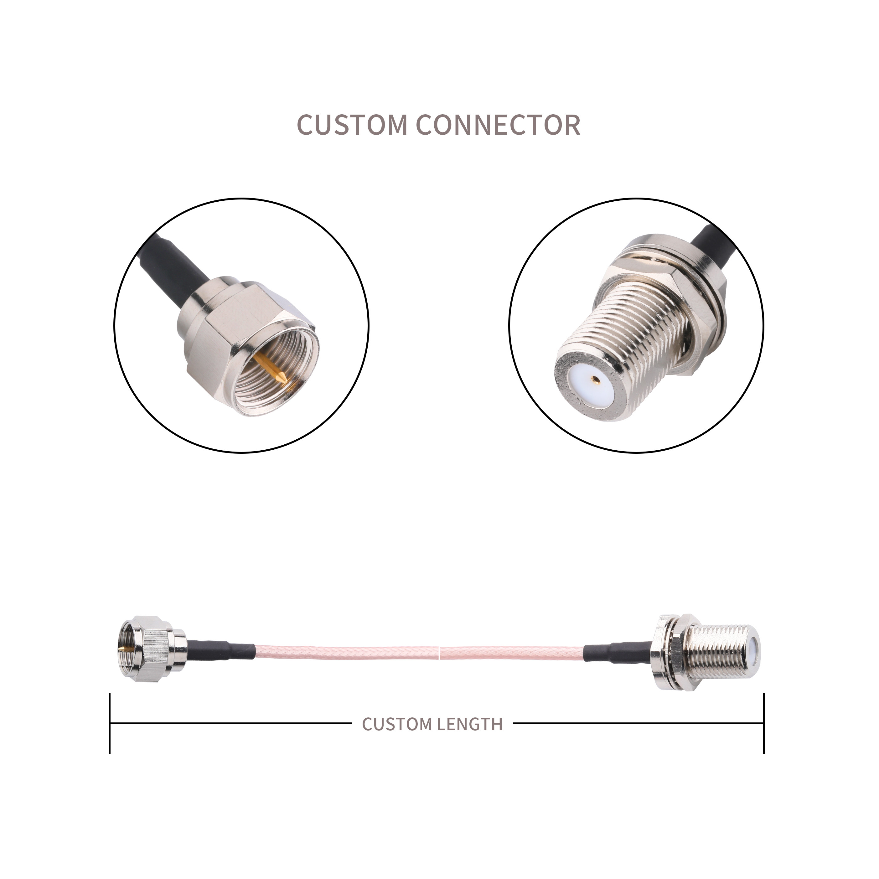 RG-179 Rf Coaxial Cable 75 OHMS TE 5415226-1 To Amphenol Connex 222114-10 ROHS
