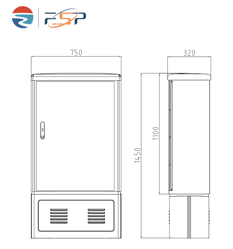 Gray FDC 288A ip65 FTTH SMC Outdoor Fiber Distribution Cabinet with 10 Years Warrant