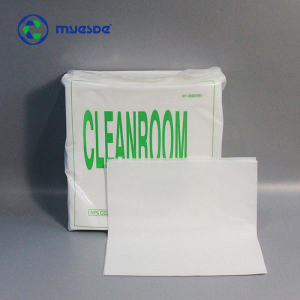 55% Cellulose 45% Polyester Presaturated Cleanroom Wipes 68g Fabric White