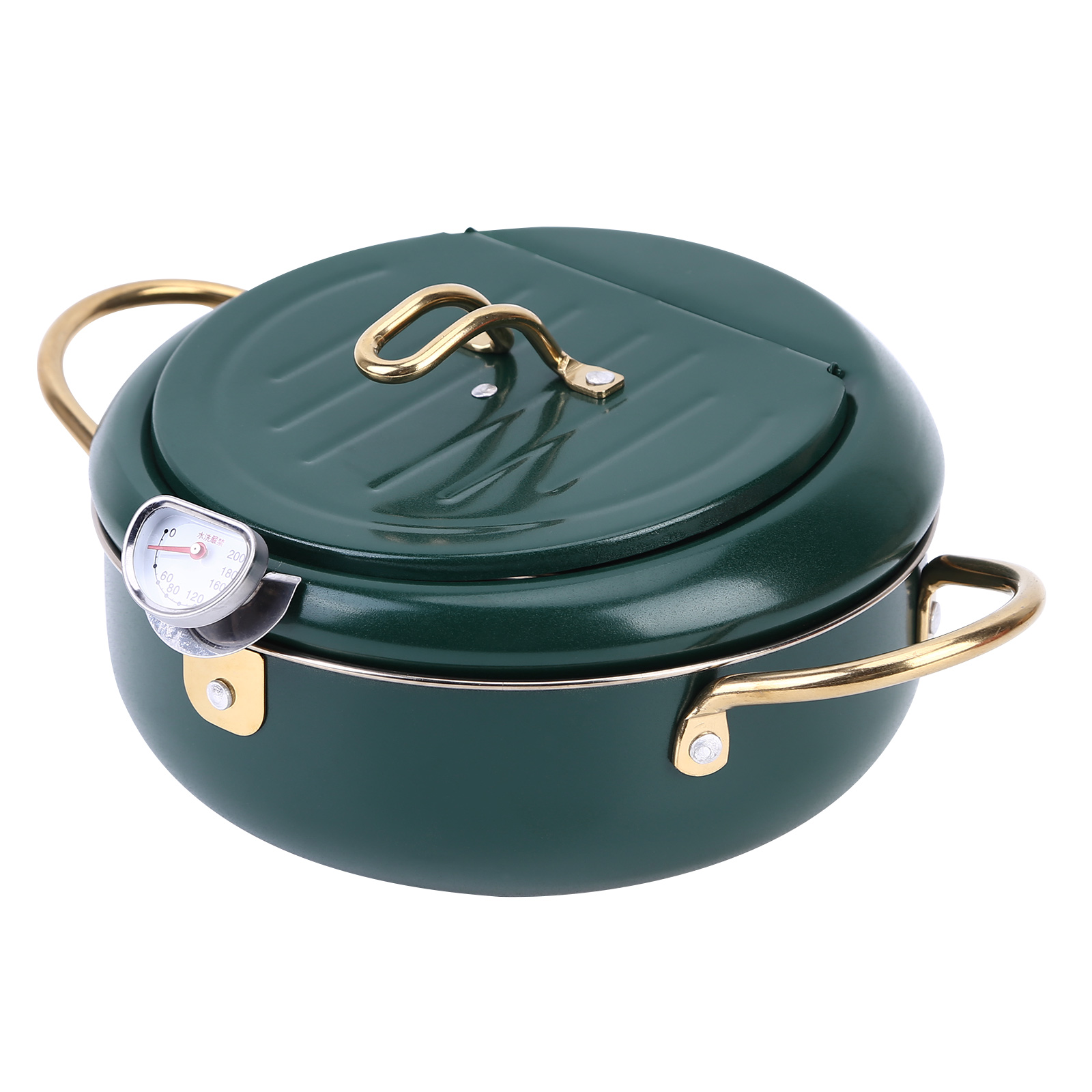 Kitchen Green Deep Frying Pots Temperature Control Stainless Steel Cooking Pot