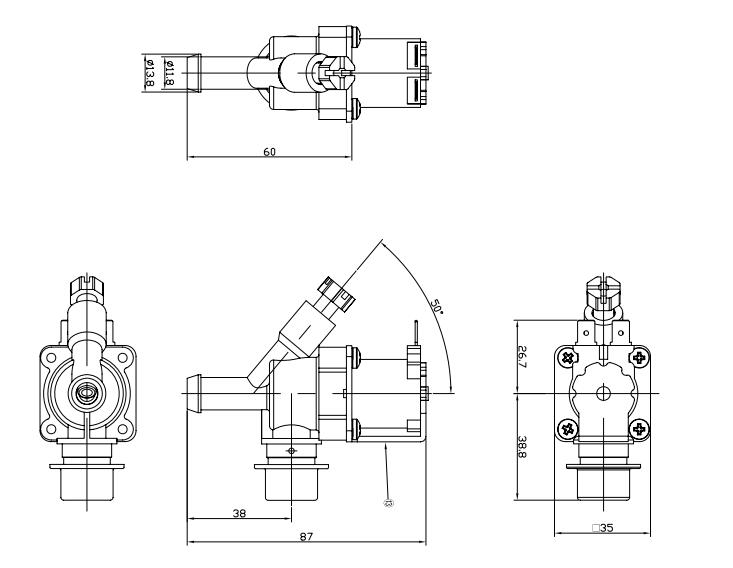 Coffe Machine Water Inlet Plastic Solenoid Valve Normally Closed 24V