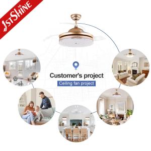 Invisible Acrylic Lampshade Foldable Ceiling Fan With Dimmable Light