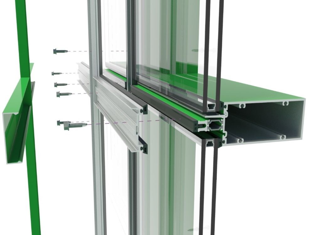Double Silver Low-E Coating Film Glazed Stick-built System Glass Façade Curtain Wall Office Buildings