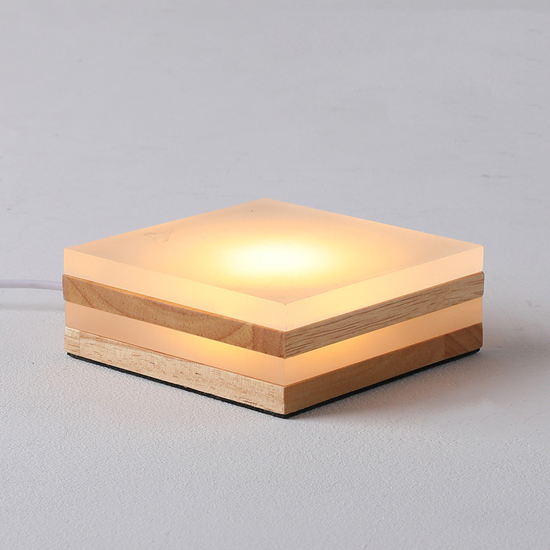 Small Wood LED Display Stand for Acrylic Crystal Art Glass 3D Laser Crystal Glass Art Work