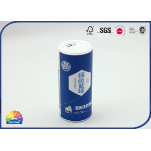 Cardboard Cylinder Packaging Composite Paper Tube With Plastic Cap Custom Color