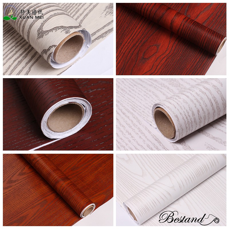 Hotel Wood Look Wallpaper 1.22m*50m Wood Grain Peel And Stick Wallpaper