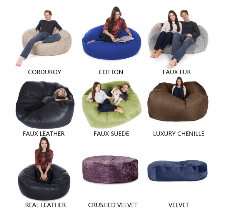 Outdoor 7Ft Giant Bean Bag Lounge Chair Soft Faux Fur Fabric EPS Fill