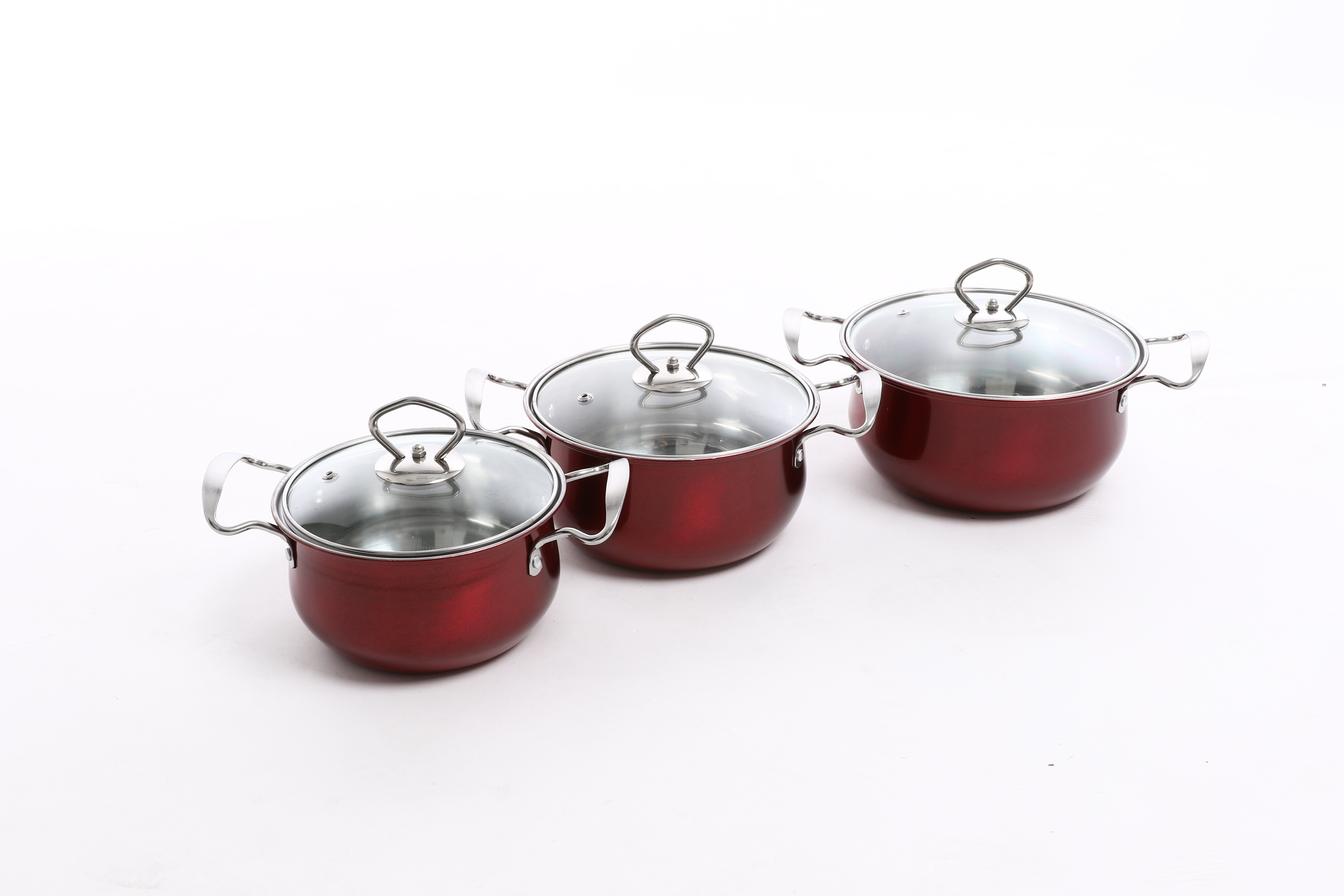 16/18/20/22cm red color & flower stainless steel cookware set & kitchenware set & pot & pan & casseroles