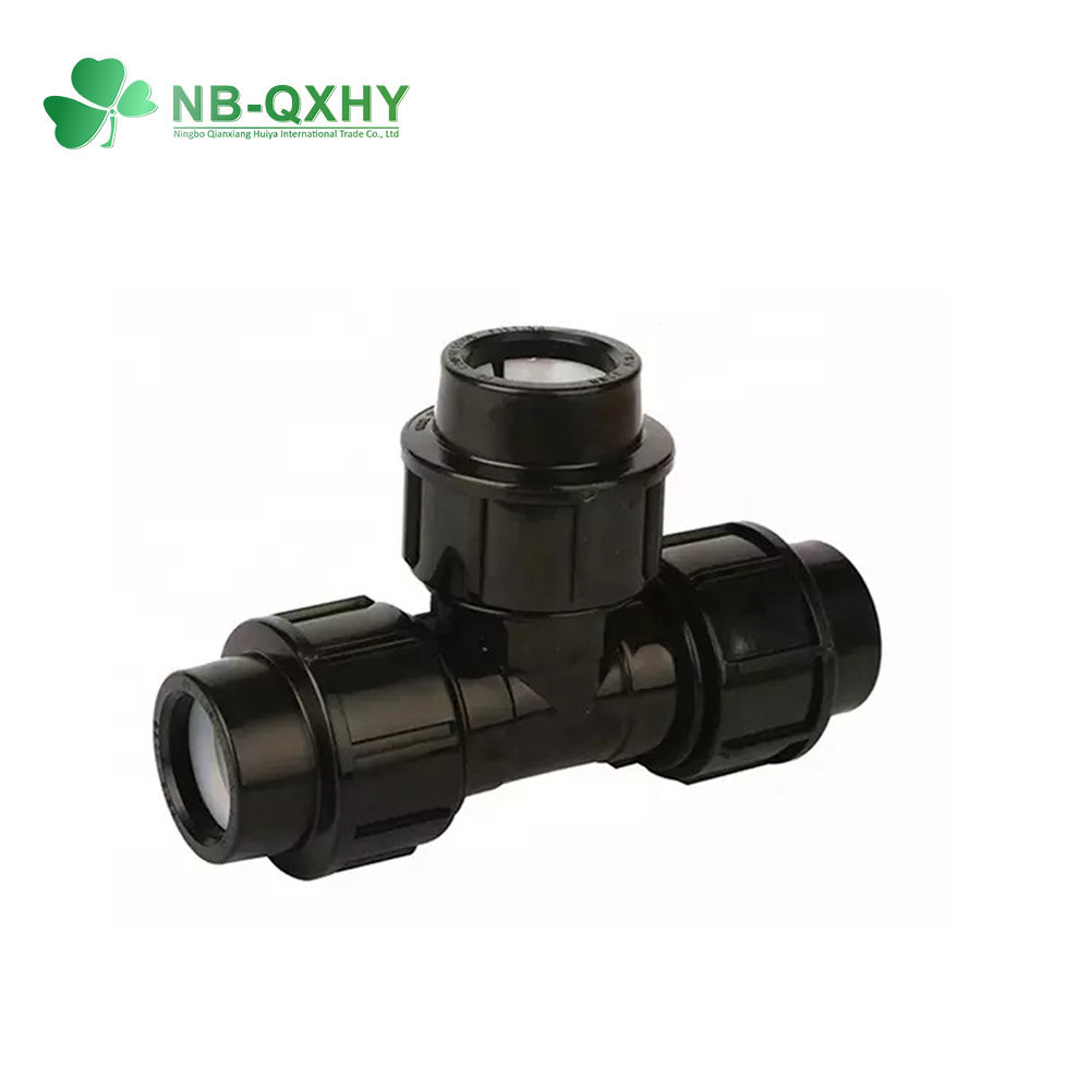 Wholesale PP Compression Pipe Fitting Plastic Irrigation Tee with Black Color