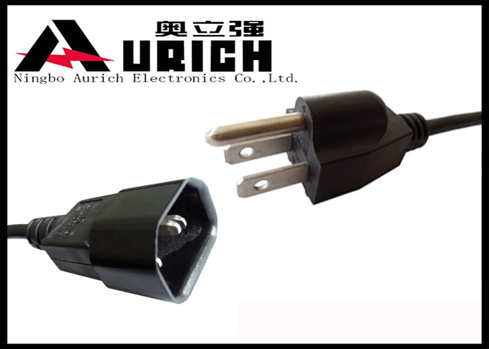 Custom NEMA 5-15P Sjtw Sjoow UL Power Cord , 3 Pin Iec SZ3 Plug Power Cable