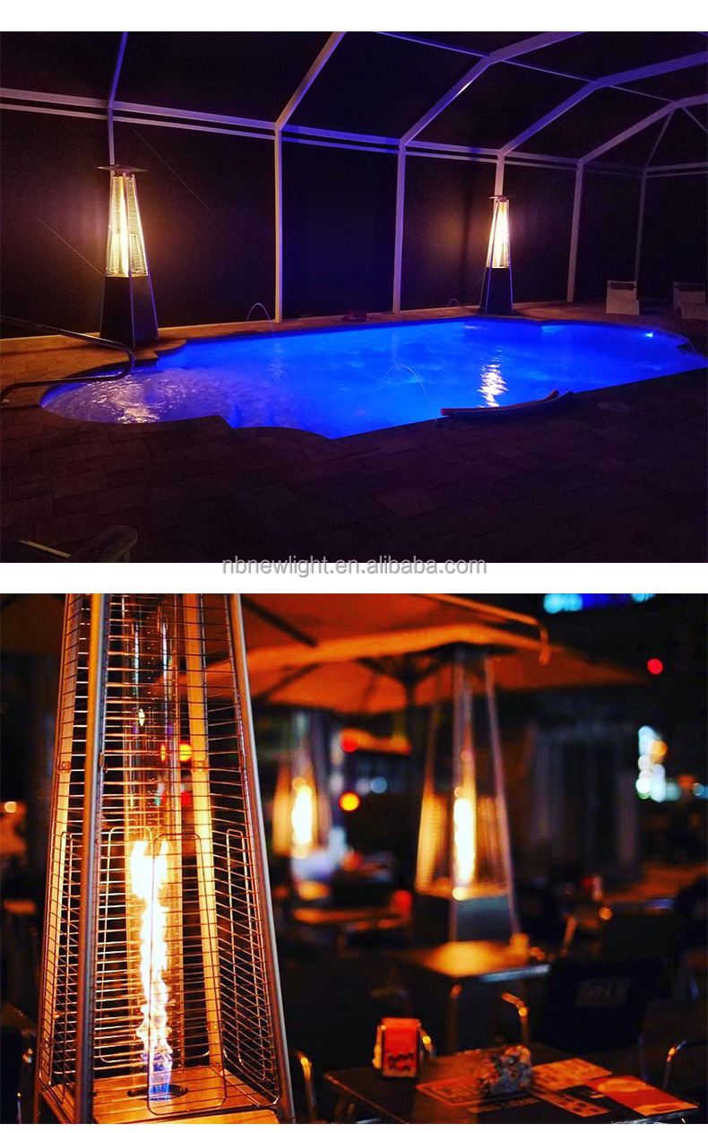 Style Glass Tube Outdoor Gas Heater with Stainless Steel Construction and Propane Fuel